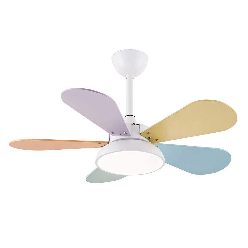 Cute Colorful Semi-Flush Ceiling Fan With LED Bedroom Lighting -Homdiy