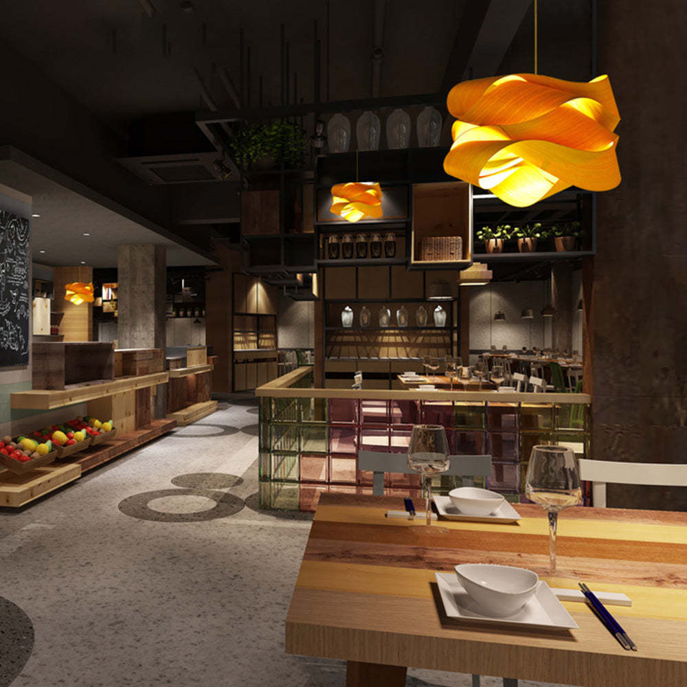 Modern Irregular Wood Pendant Light For Living Room -Homdiy