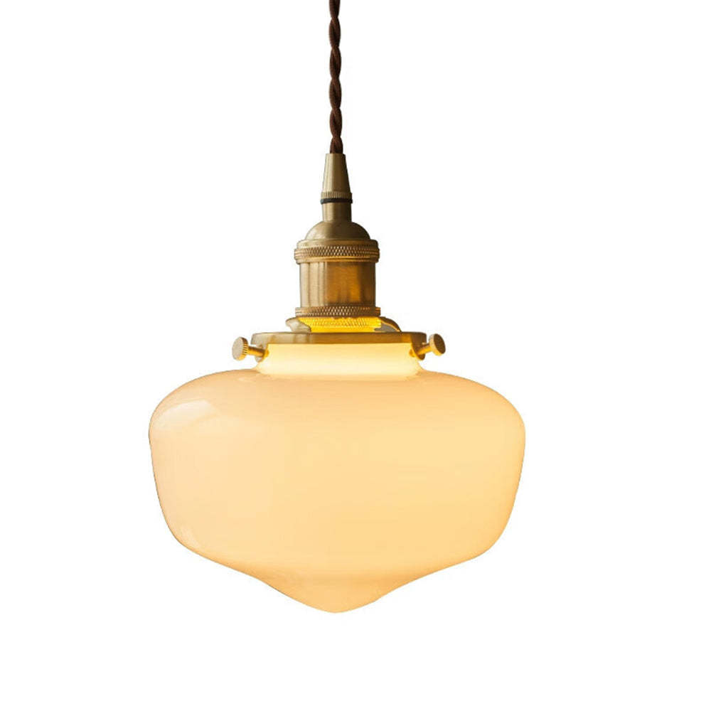 Retro Brass Lantern Glass Pendant Light -Homdiy