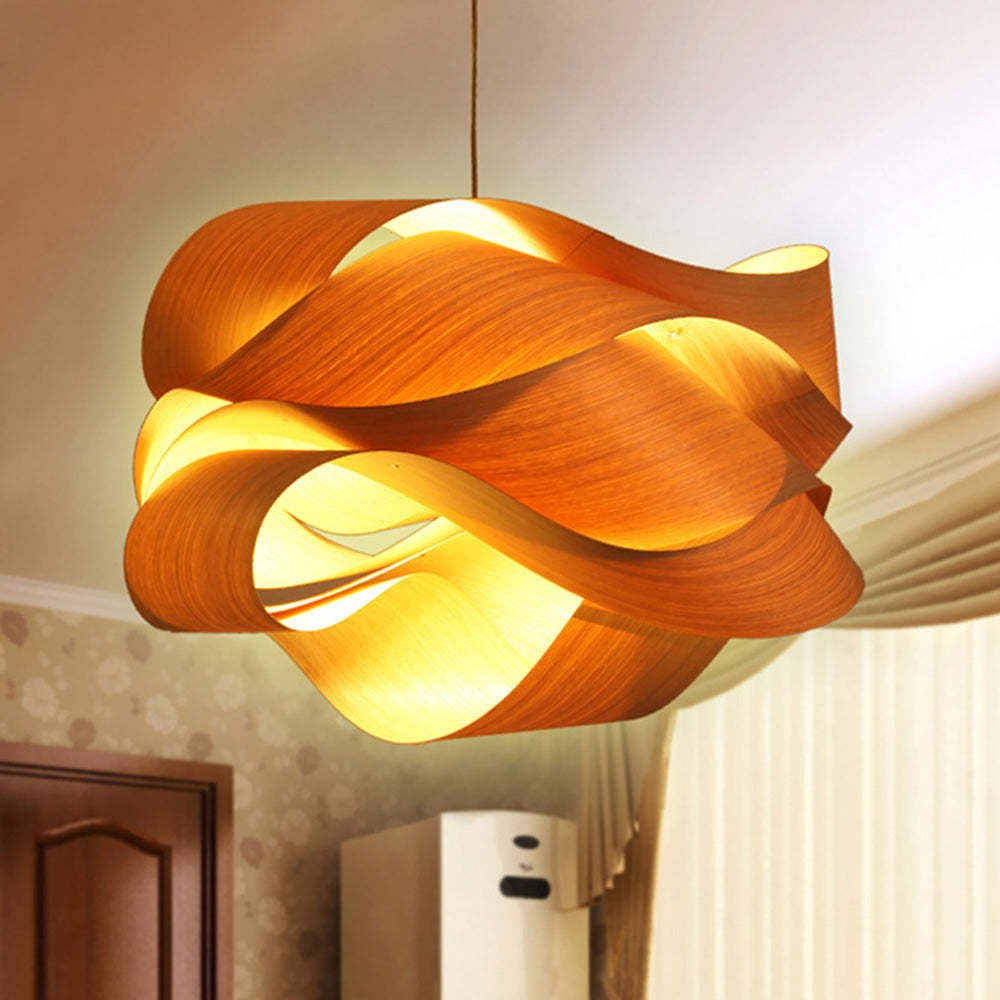 Modern Irregular Wood Pendant Light For Living Room -Homdiy