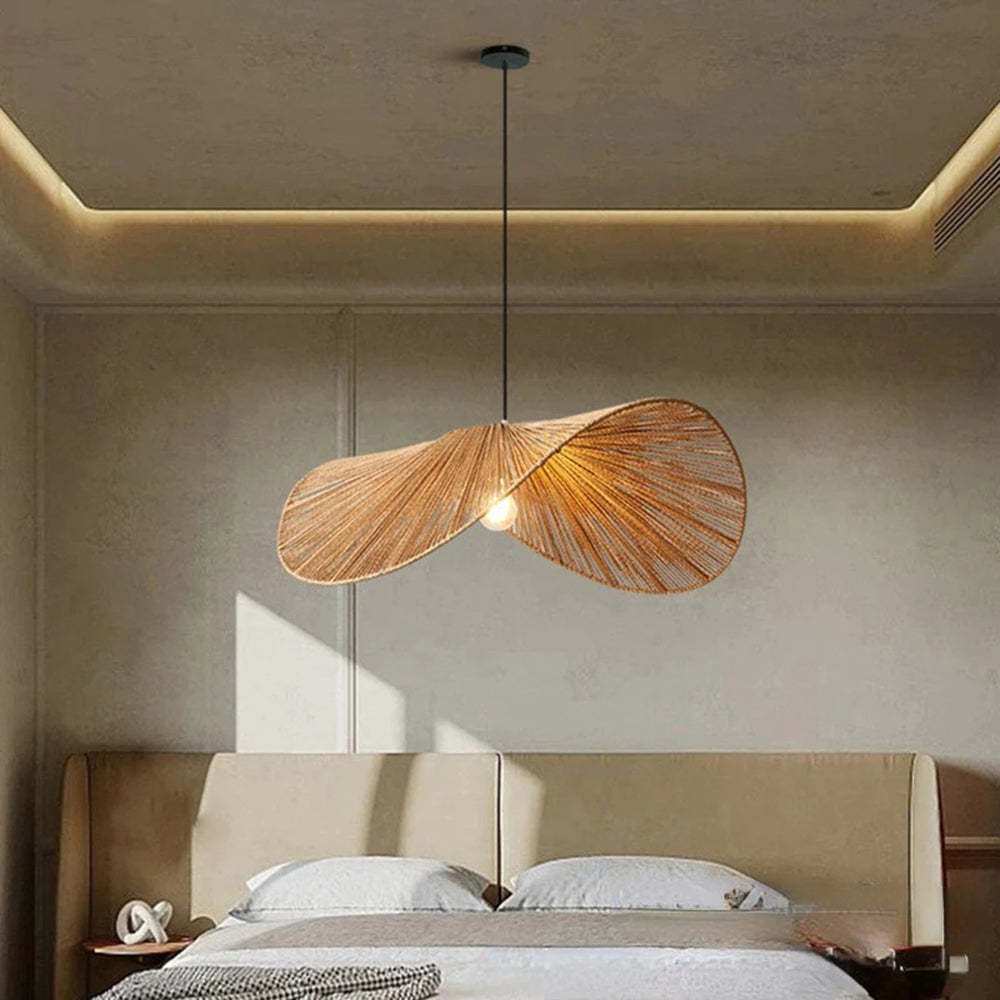 Retro Handwoven Wicker Rope Pendant Light Lampshade -Homdiy