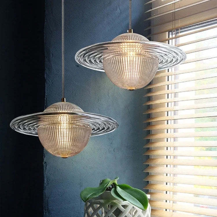 Vintage Glass Planet Pendant Light -Homdiy