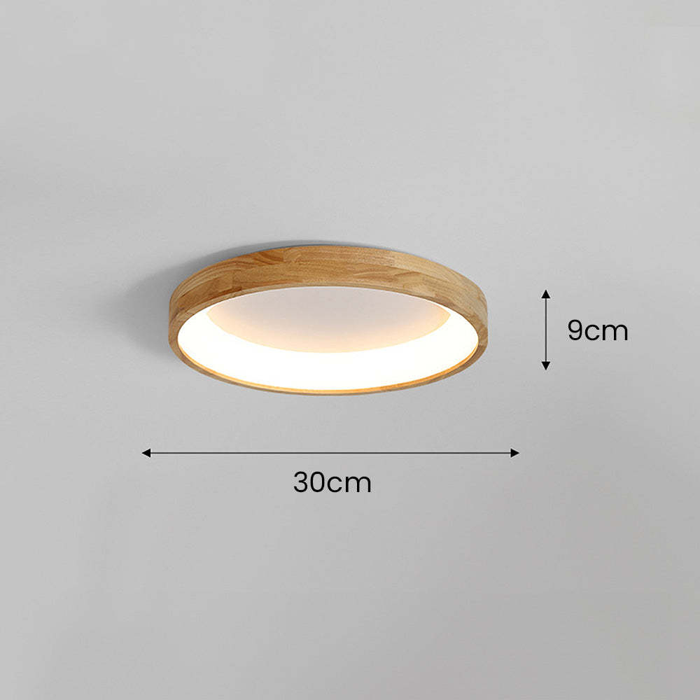 European Style Round Rubber Wood Flush Mounted Ceiling Light -Homdiy