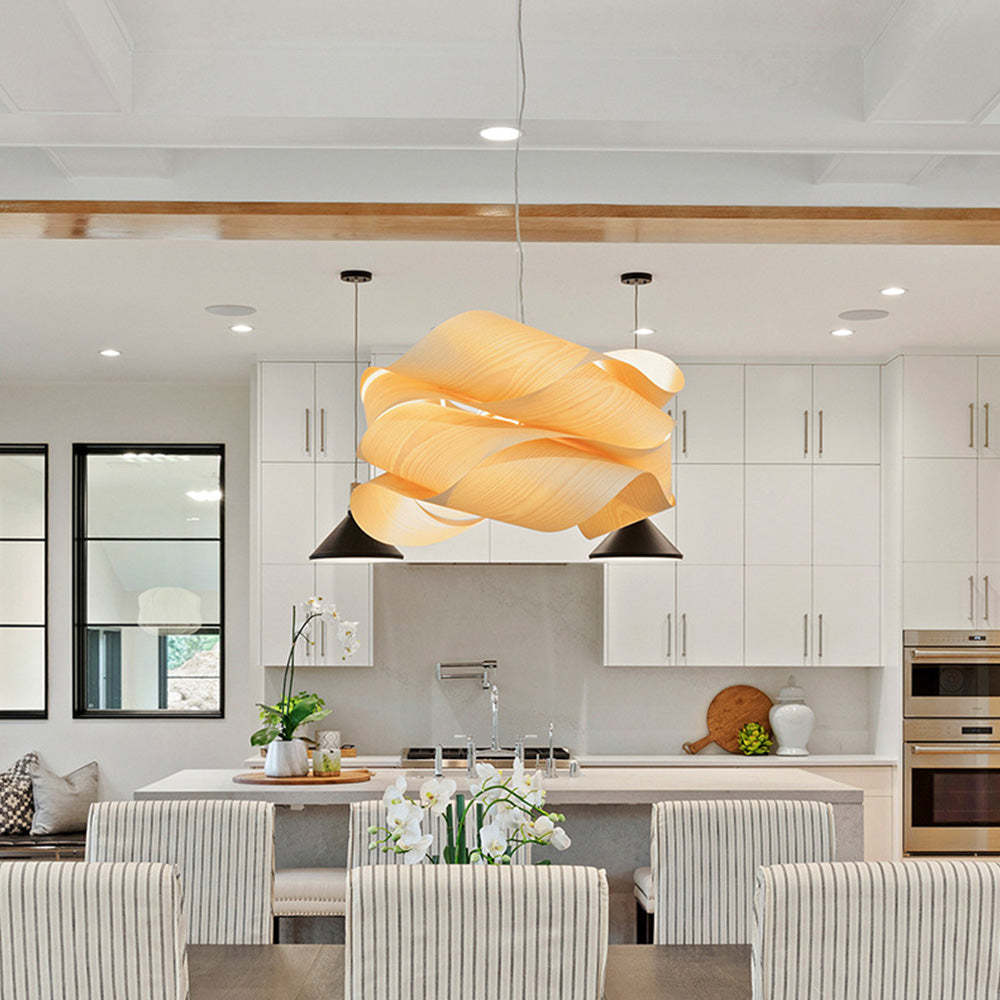 Modern Irregular Wood Pendant Light For Living Room -Homdiy