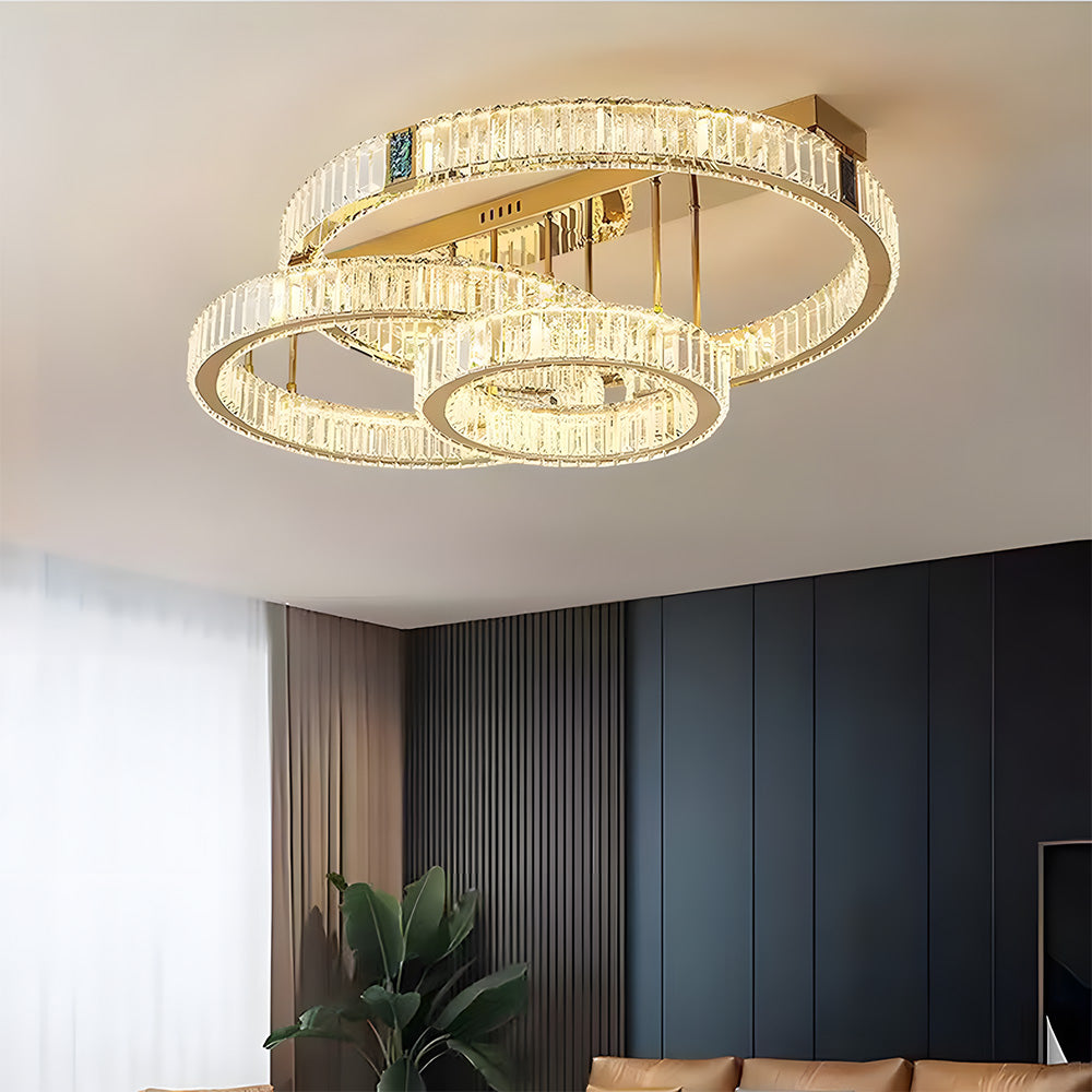 Modern Gold Crystal LED Ring Flush Mount Ceiling Light