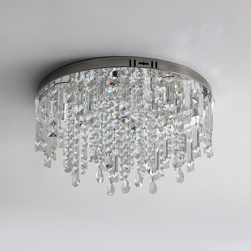Modern Glam Crystal LED Flush Mount Ceiling Light