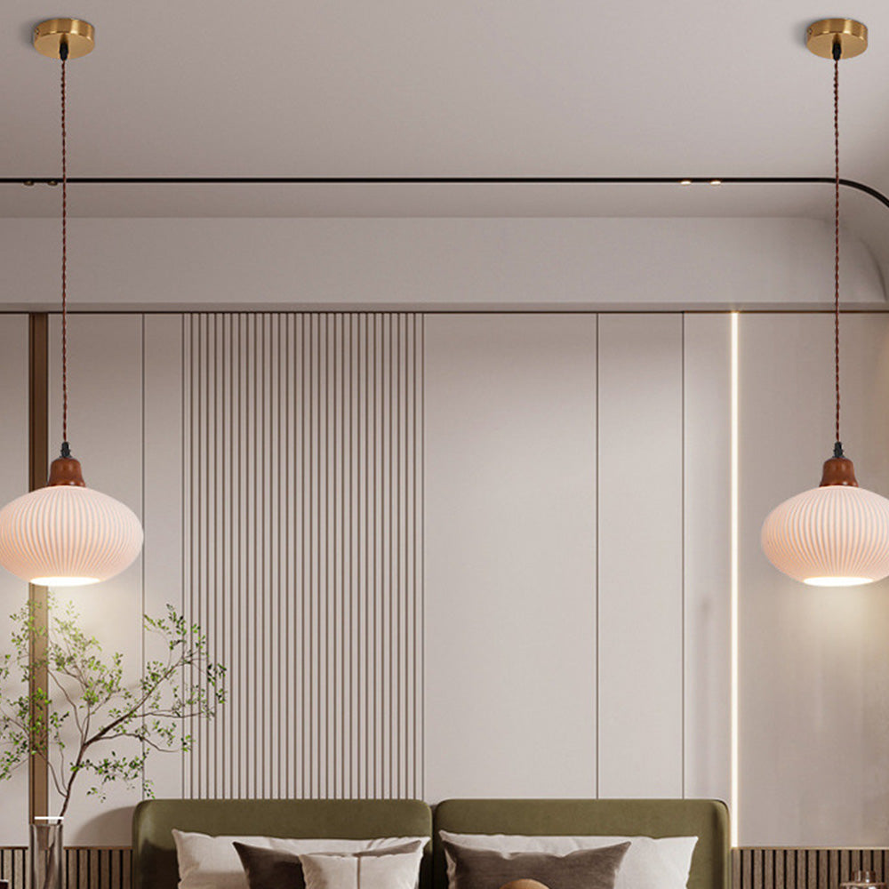 Farmhouse White Ceramic Pendant Light -Homdiy