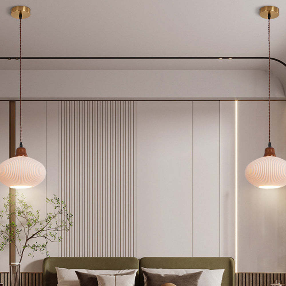 Farmhouse White Ceramic Pendant Light -Homdiy