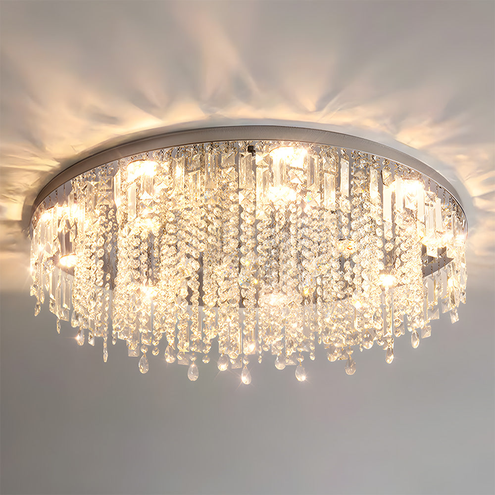 Modern Glam Crystal LED Flush Mount Ceiling Light
