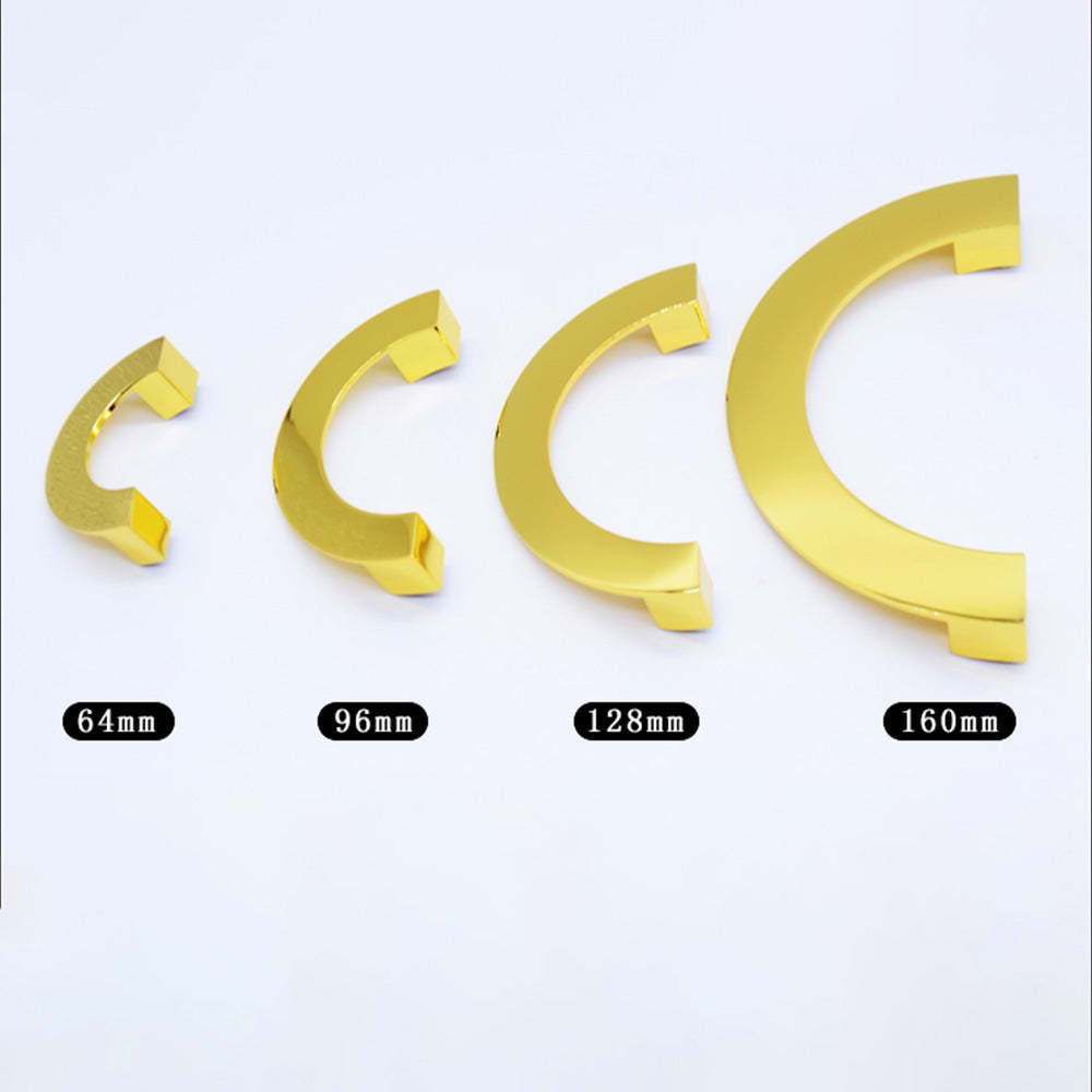Semicircle Brushed Brass Solid Cabinet Handles for Kitchen -Homdiy