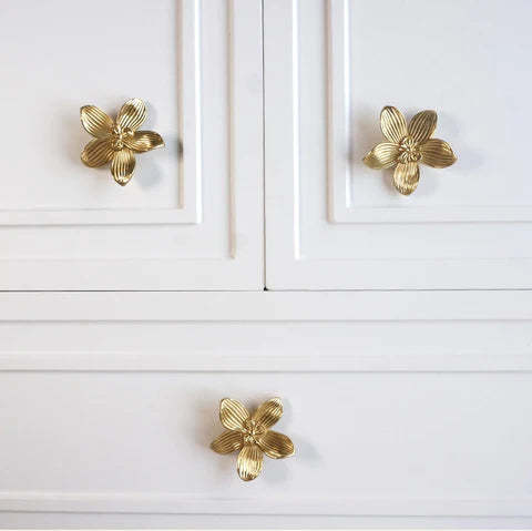 Gold Flower Brass Cabinet Knobs And Drawer Pulls -Homdiy