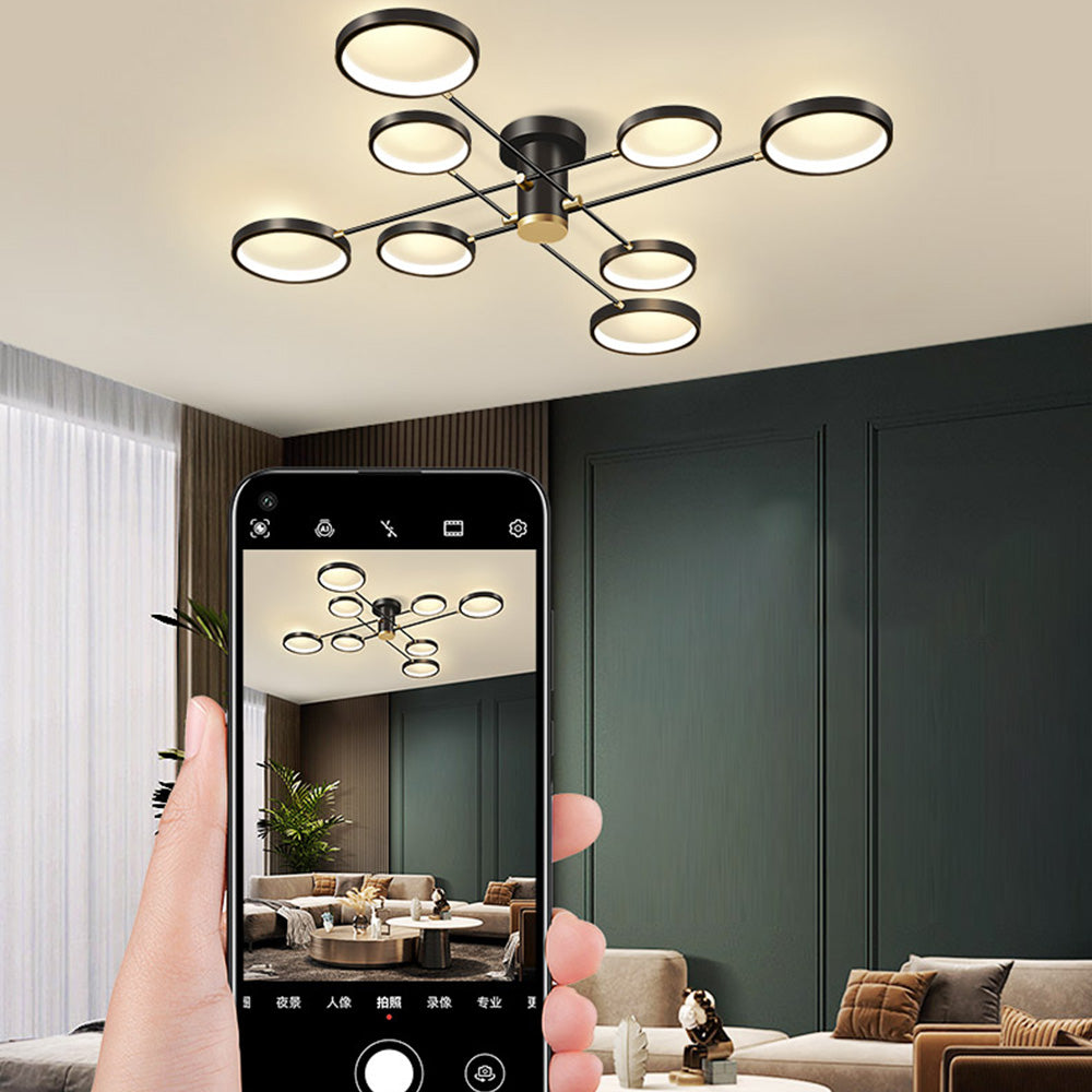 Modern Multi-Ring LED Ceiling Light for Living Room