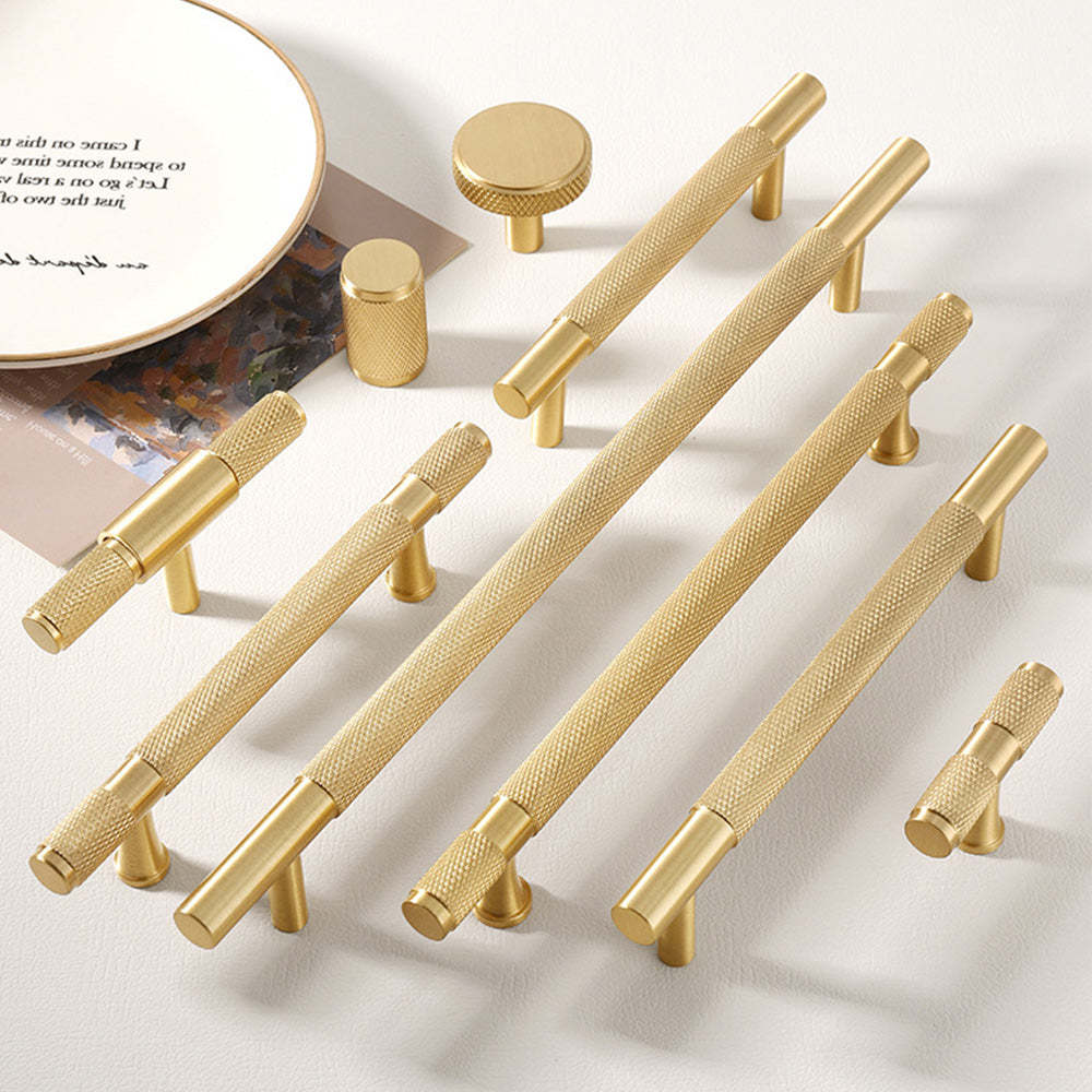 Cylinder Long Brass Drawer Handles Cabinet Pulls -Homdiy