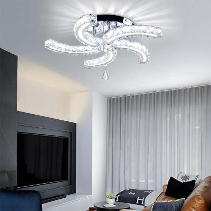 Crystal LED Ceiling Light 5 Arms Flush Mount Ceiling Light