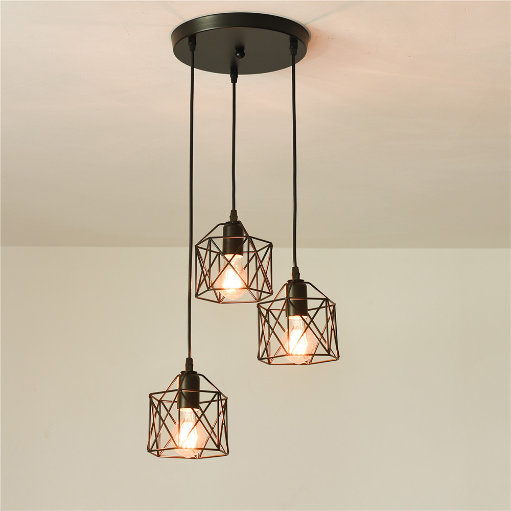 Industrial Black Iron 3 Light Pendant Light