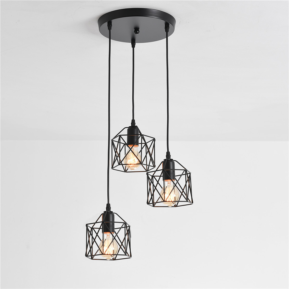 Industrial Black Iron 3 Light Pendant Light