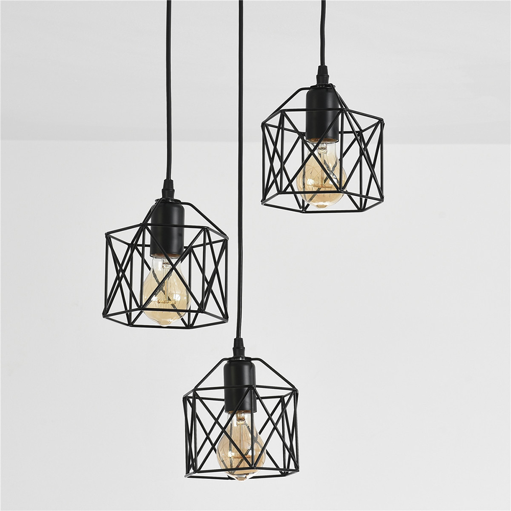 Industrial Black Iron 3 Light Pendant Light