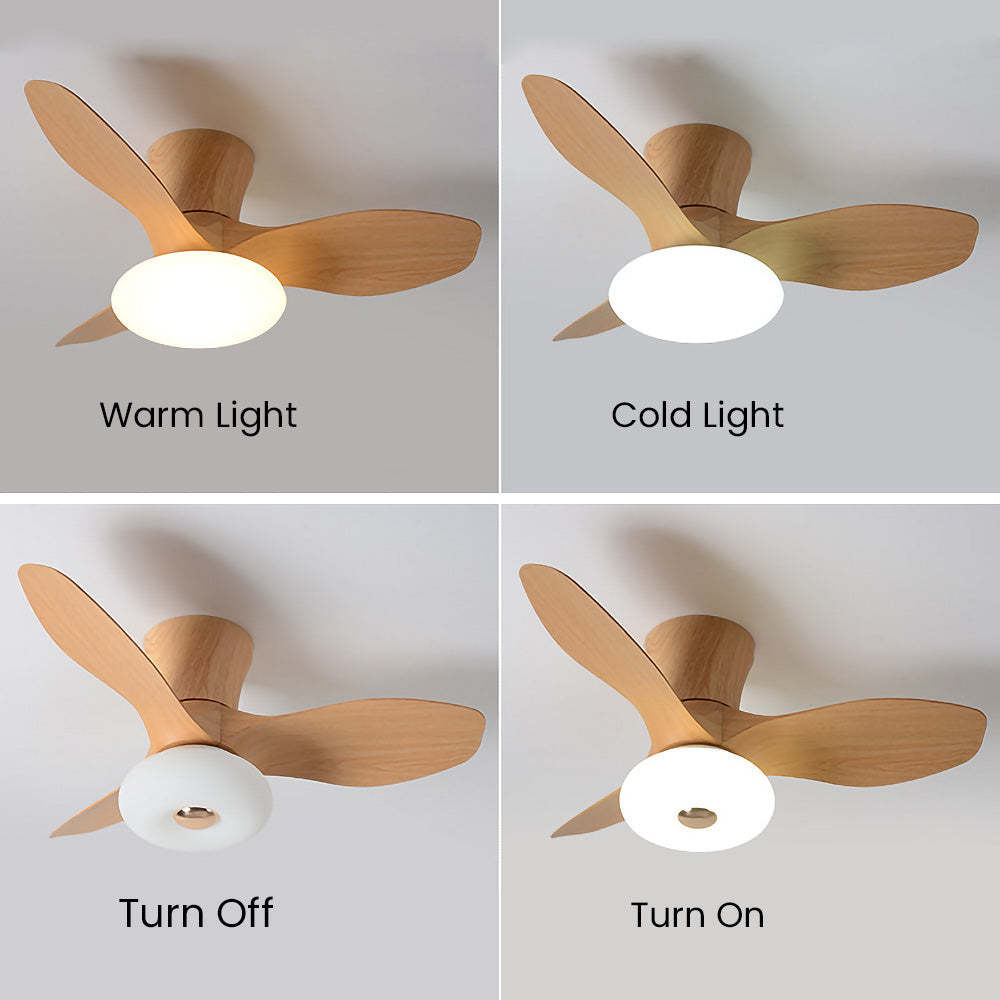 Nordic Simple Stylish Bedroom Flush Ceiling Fan With LED Light -Homdiy