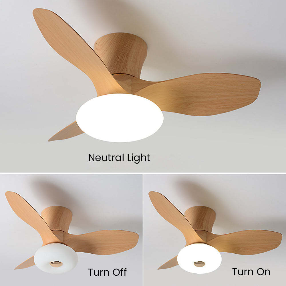 Nordic Simple Stylish Bedroom Flush Ceiling Fan With LED Light -Homdiy