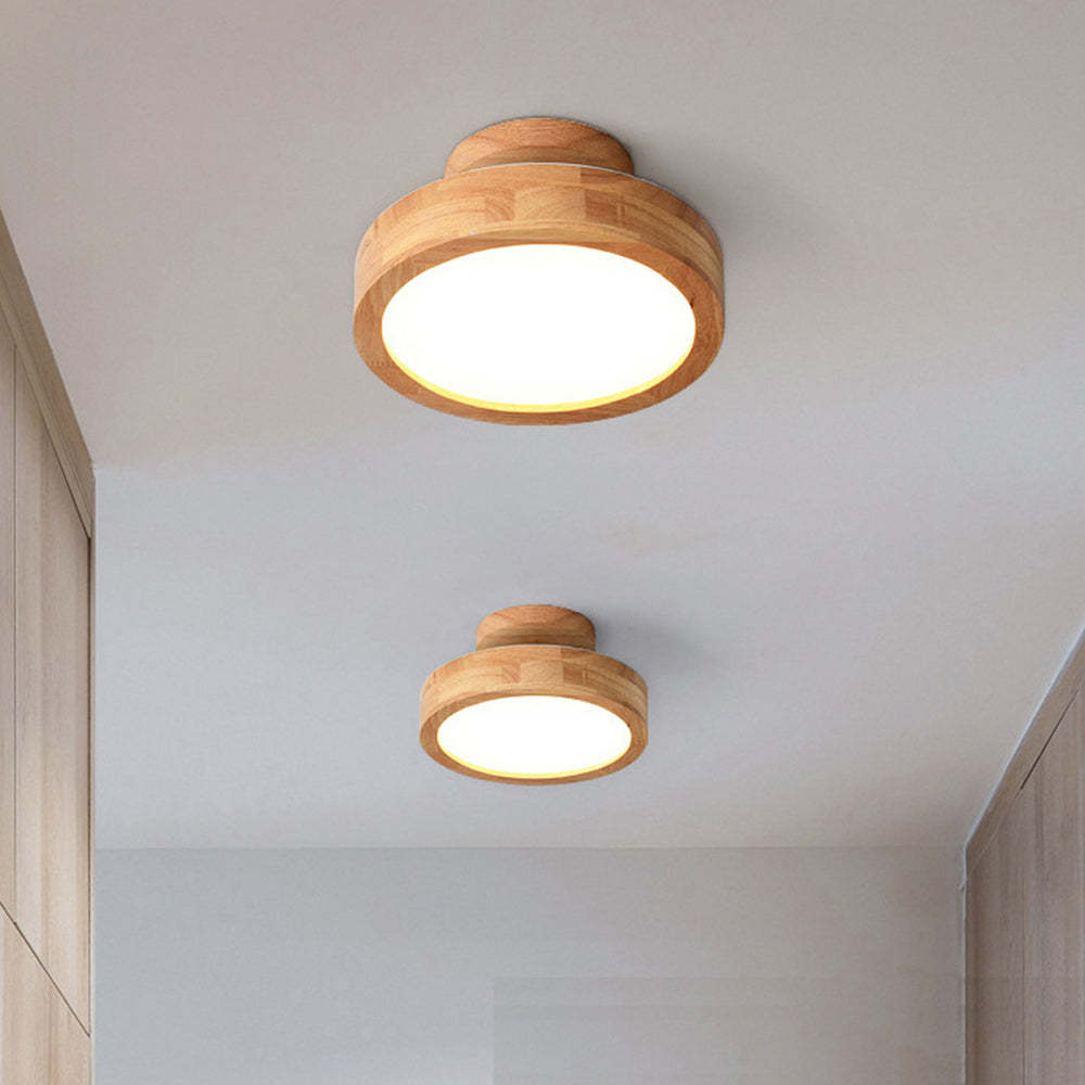 Homdiy Ceiling Lights Wood Small LED Hallway Semi Flush Mount Ceiling ...