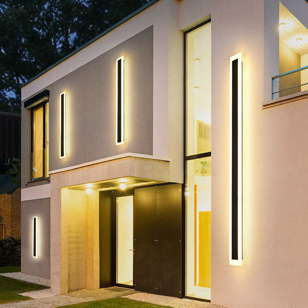IP65 Modern Long Stripe Black Outdoor LED Porch Wall Lights
