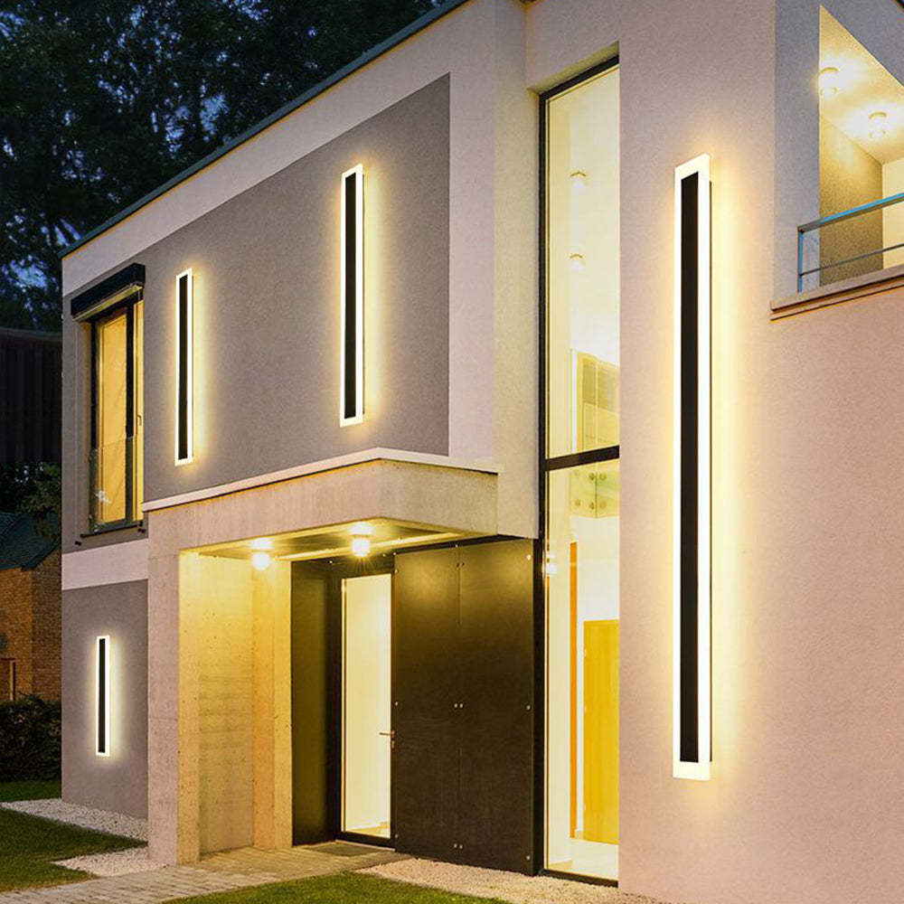 IP65 Modern Long Stripe Black Outdoor LED Porch Wall Lights