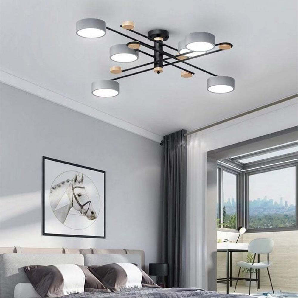 Iron Multi-Light Living Room LED Flush Mount Ceiling Light