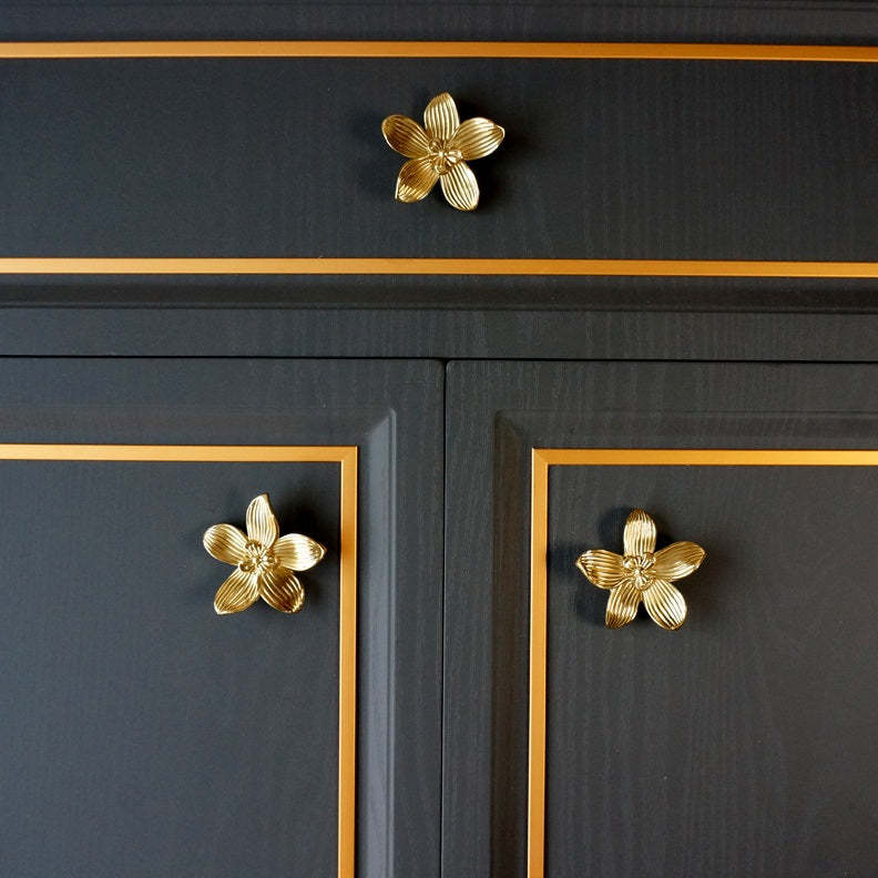 Gold Flower Brass Cabinet Knobs And Drawer Pulls -Homdiy