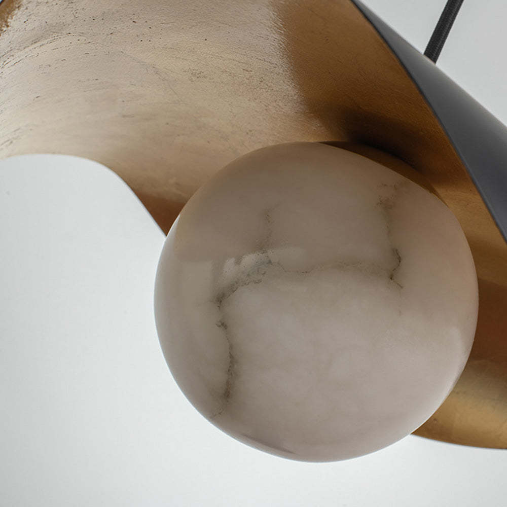 Irregular Round Black Warm Spanish Marble Pendant Light -Homdiy