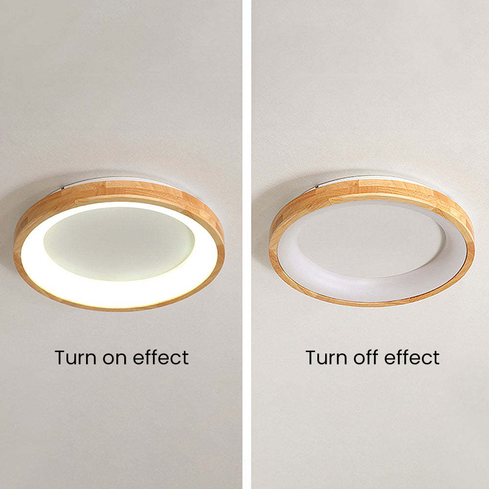 European Style Round Rubber Wood Flush Mounted Ceiling Light -Homdiy