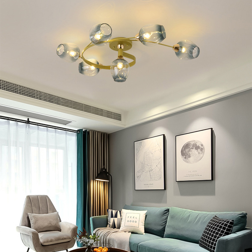 Modern Orbital Glass Bubble Ceiling Light For Living Room