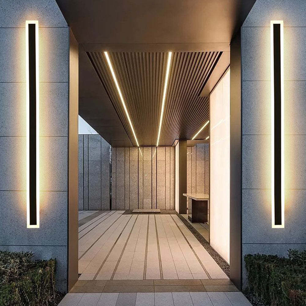 IP65 Modern Long Stripe Black Outdoor LED Porch Wall Lights