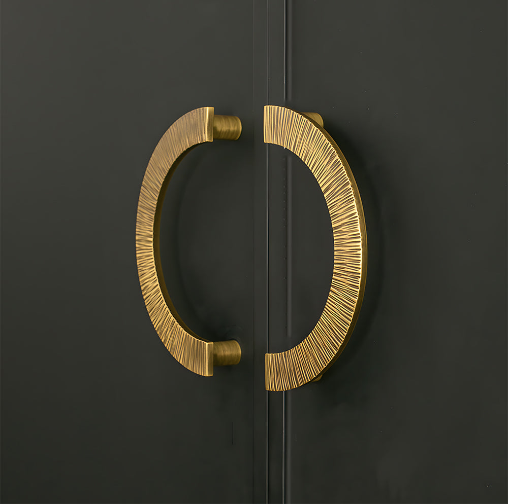 Retro Brass Semi Circle Textured Cabinet Handles
