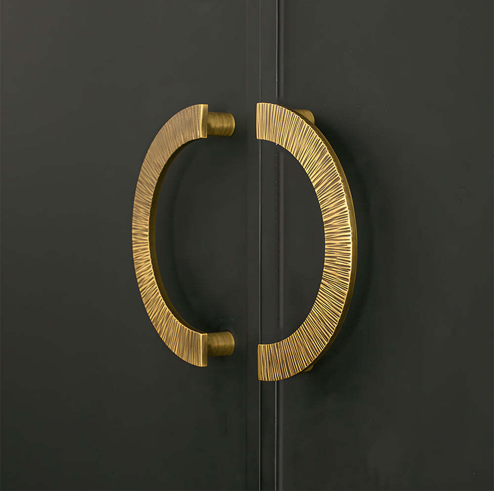 Retro Brass Semi Circle Textured Cabinet Handles