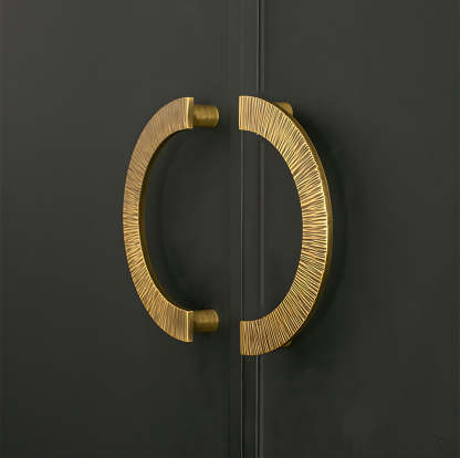 Retro Brass Semi Circle Textured Cabinet Handles