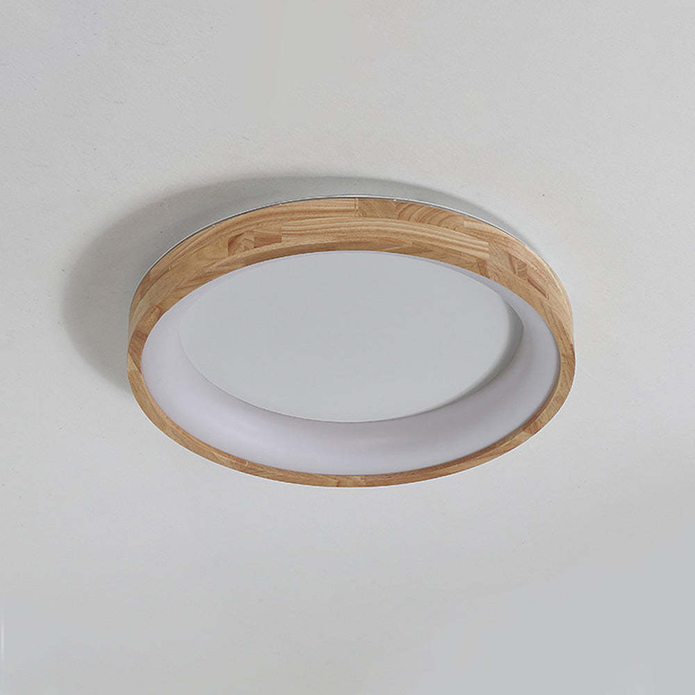 European Style Round Rubber Wood Flush Mounted Ceiling Light -Homdiy