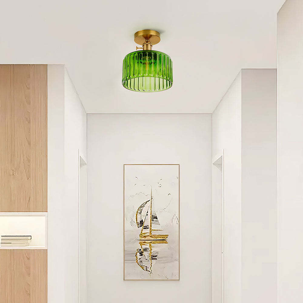 Lampsmodern Ceiling Light Modern Green Glass Retro Cylinder Ceiling Lighting