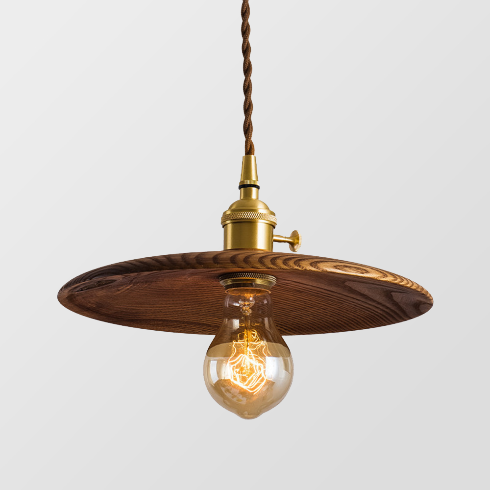 Retro Walnut Conical Pendant Light -Homdiy