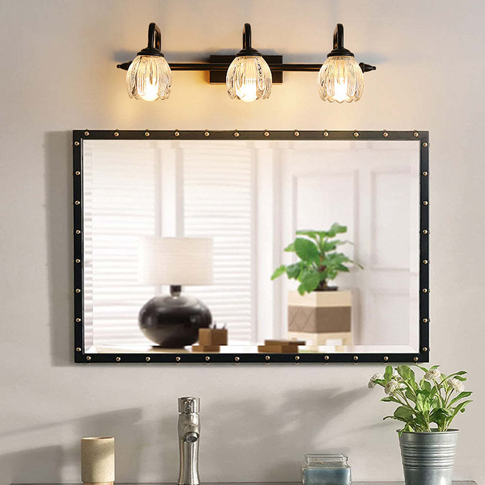 Modern Black Flower Shape Glass Bathroom Vanity Light -Homdiy