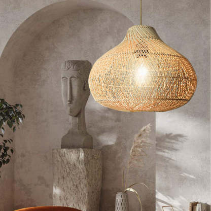 Natural Rattan Pendant Lamp Shade for Living Room -Homdiy