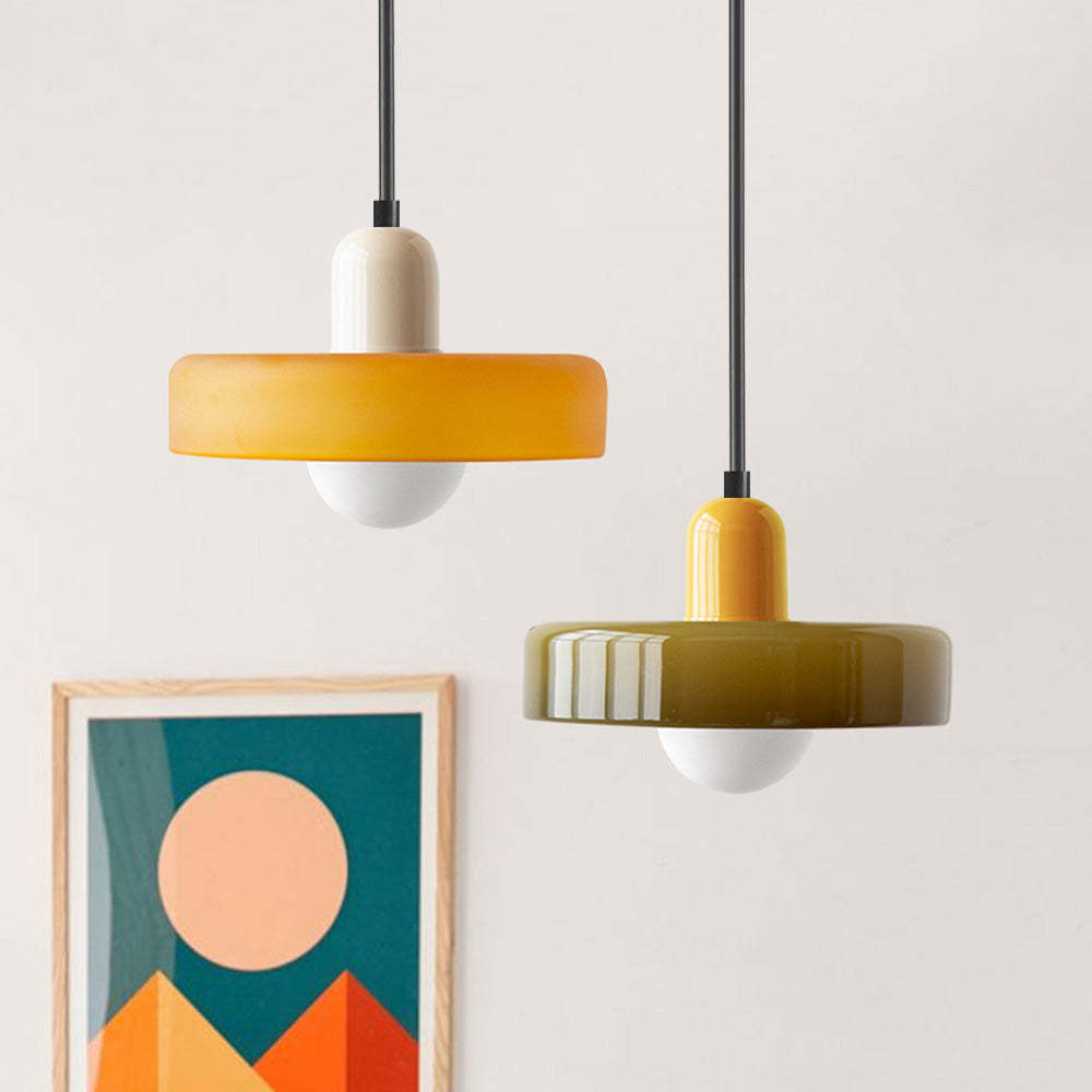 Modern Bauhaus Stained Glass Rod Pendant Light -Homdiy