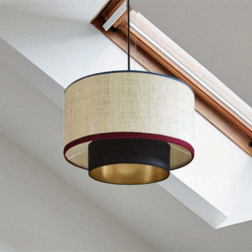 Contemporary Black Pendant Lamp Shade Linen Fabric Ceiling Light -Homdiy