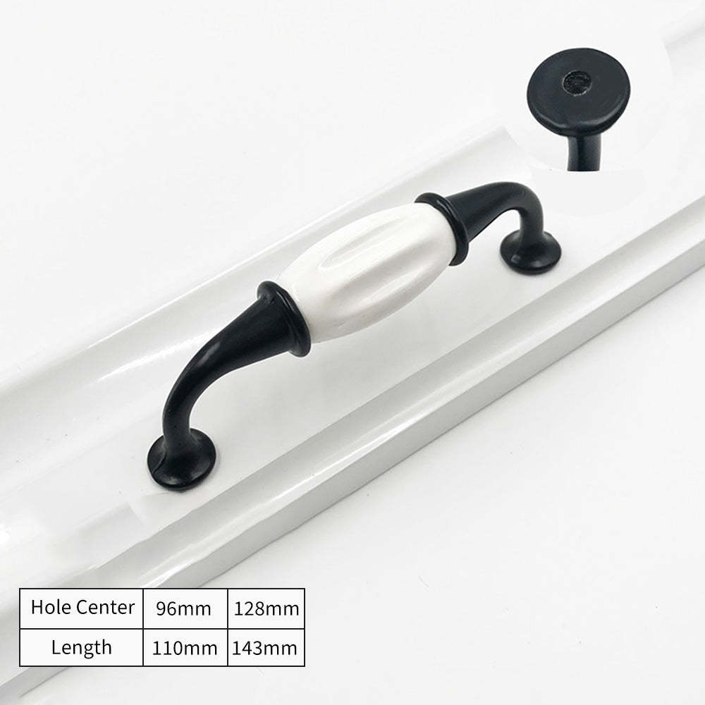 Vintage Black and White Cabinet Pulls Aluminium Alloy Drawer Pulls