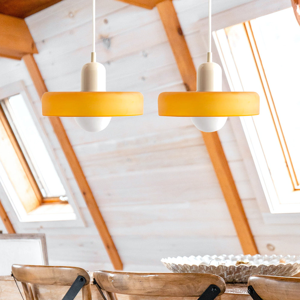 Homdiy 2 Heads Modern Bauhaus Pendant Light Stained Glass Hanging