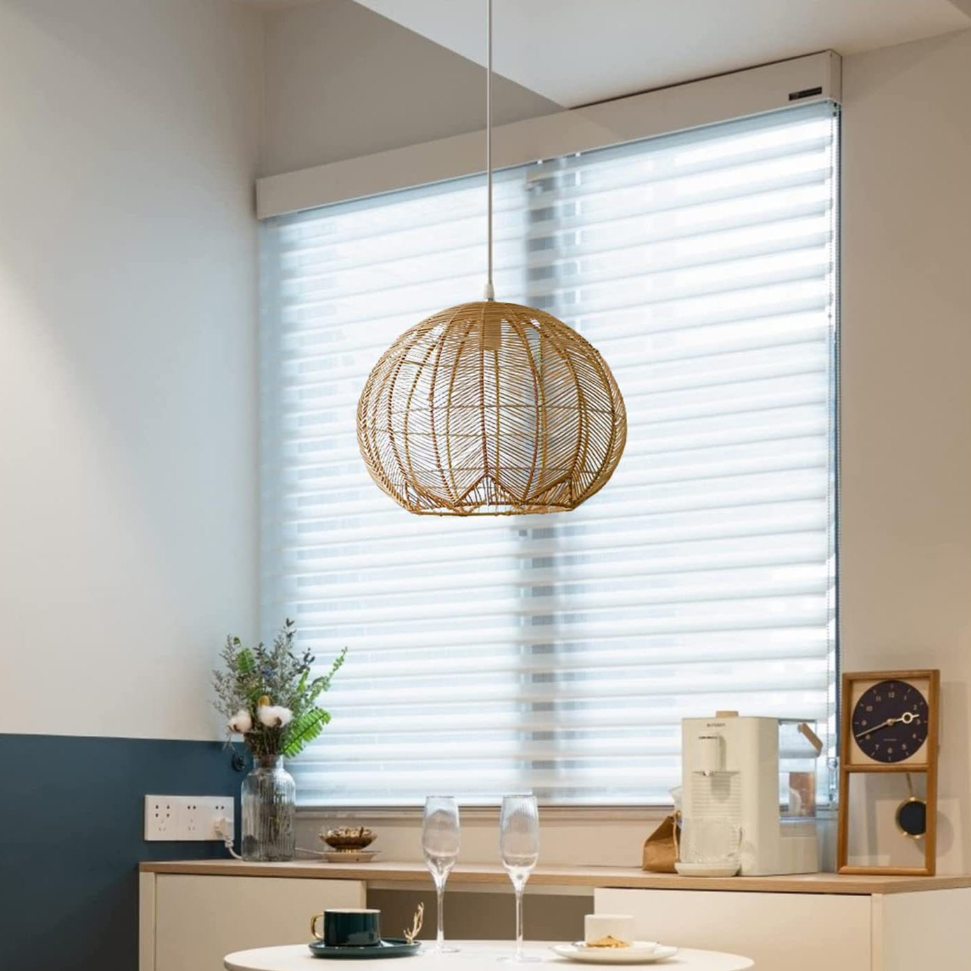 Global Rattan Hanging Ceiling Light Kitchen Island Pendant Lampshade -Homdiy