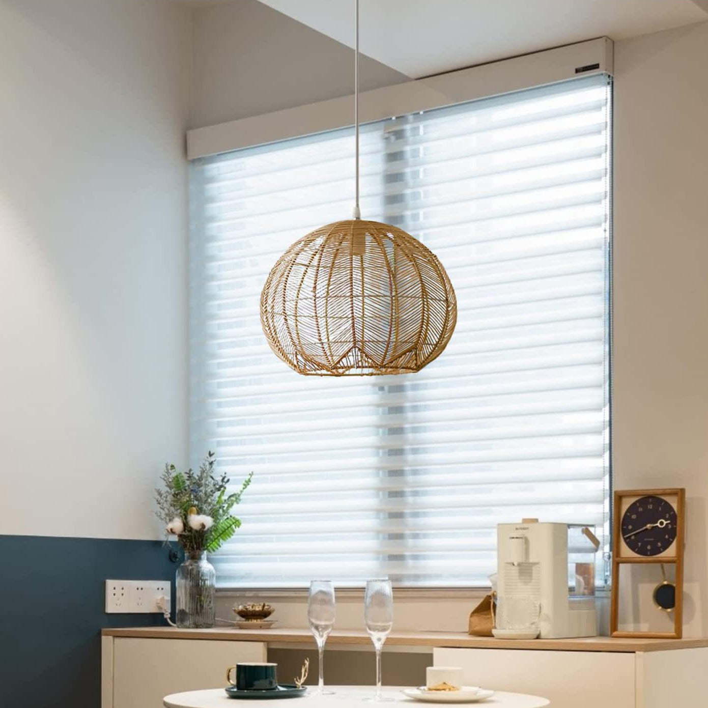 Global Rattan Hanging Ceiling Light Kitchen Island Pendant Lampshade -Homdiy