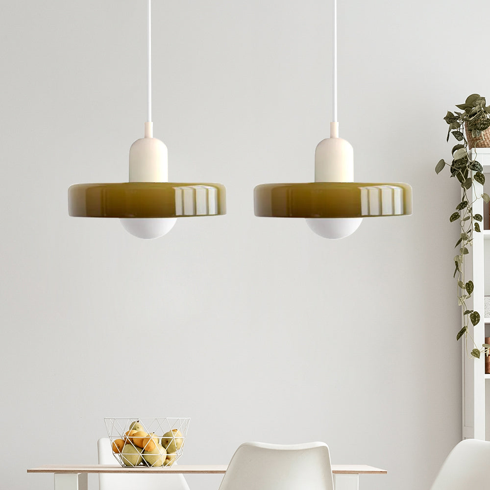 Homdiy 2 Heads Modern Bauhaus Pendant Light Stained Glass Hanging