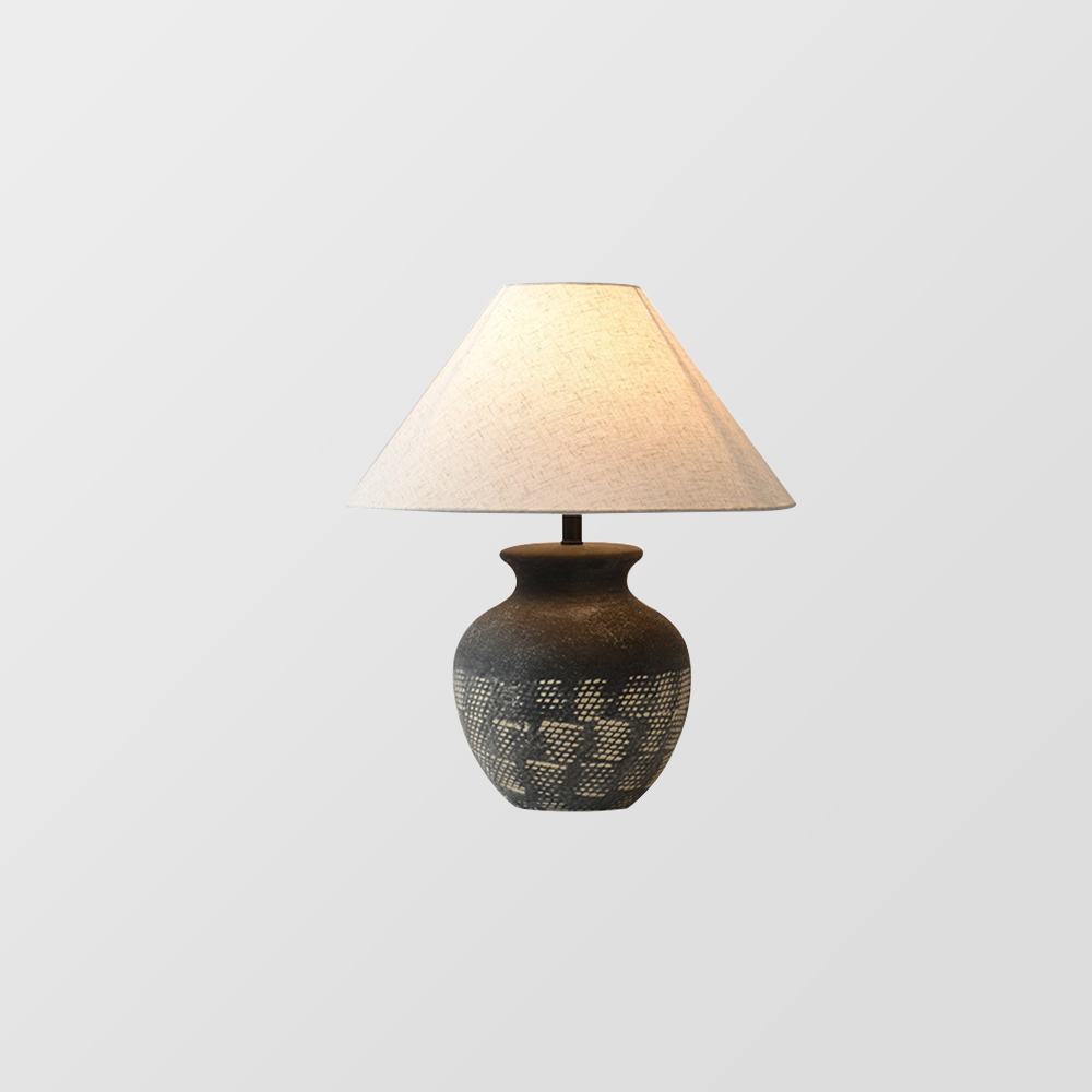Wabi-sabi Retro White Ceramic Table Lamp Living Room -Homdiy