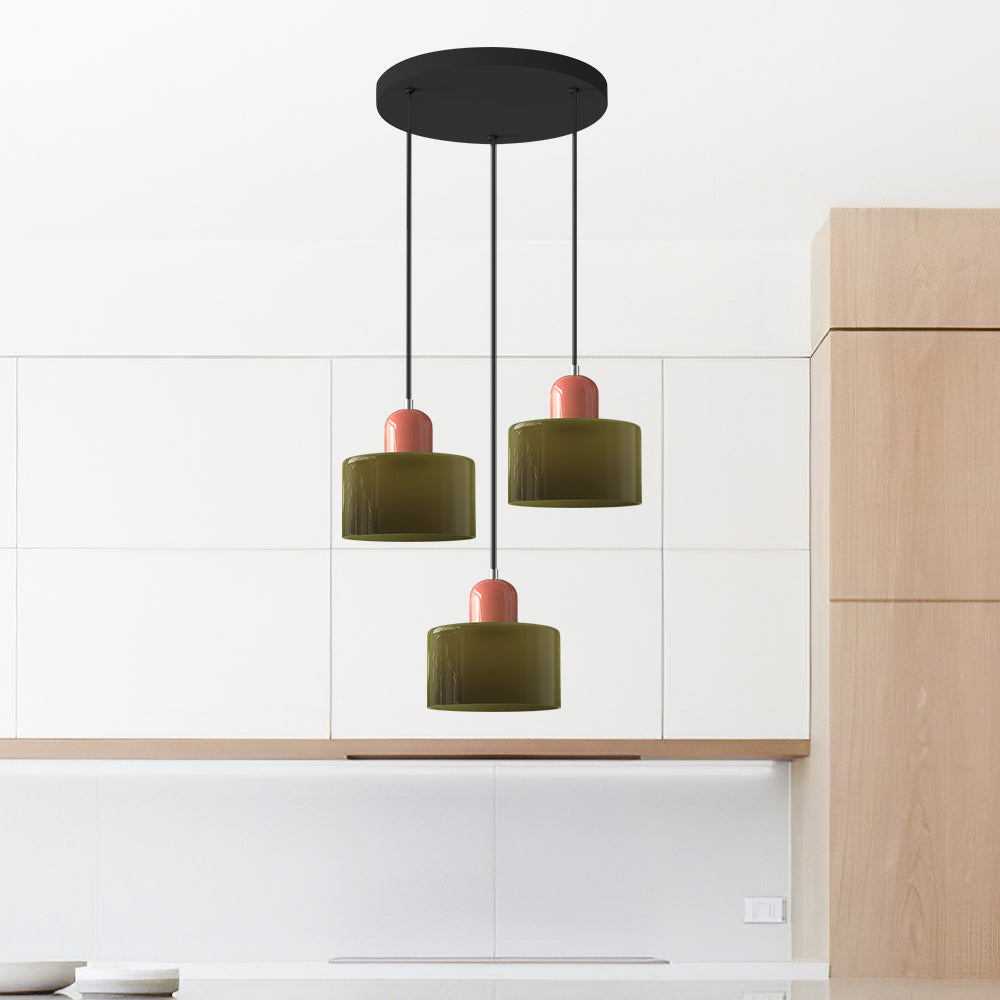 Contemporary 3-Heads Glass Pendant Light For Kitchen