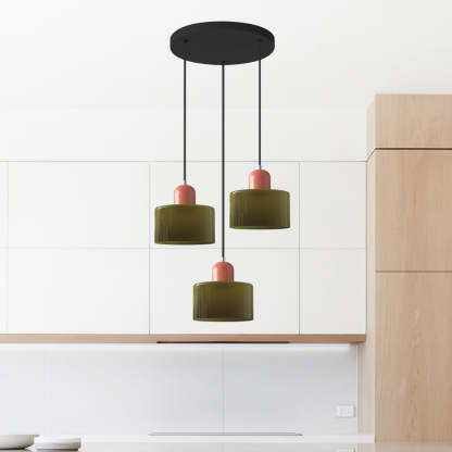 Contemporary 3-Heads Glass Pendant Light For Kitchen